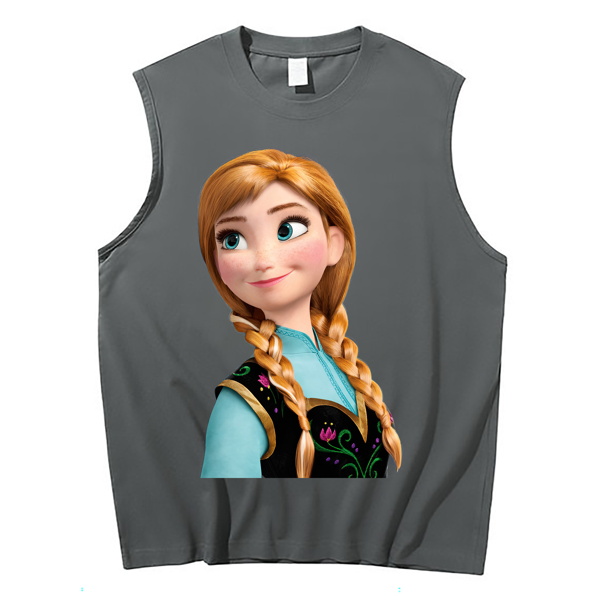 （画像用） アナと雪の女王 アンナ エルサ Frozen Anna Elsa コットン100％タンクトップ（フロントプリント）